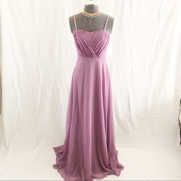 Vera Wang pleated bodice purple evening gown